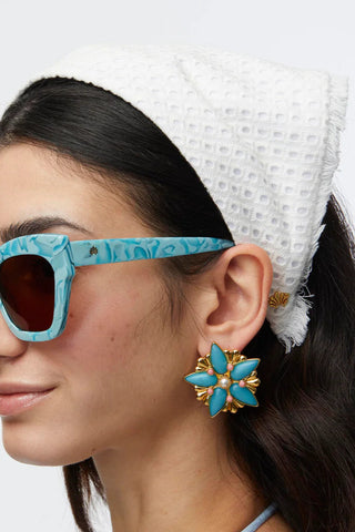 Lele Sadoughi Ivory Eyelet Jackie Hankerchief Headband