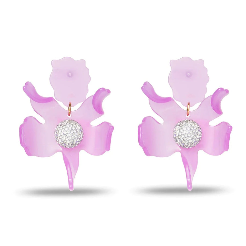 Lele Sadoughi Ultraviolet Crystal Lily Earrings