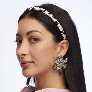 Lele Sadoughi Rainbow Confetti Small Embellished Paper Lily Earrings