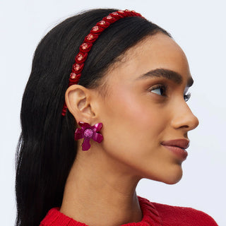 Lele Sadoughi Rasberry Crystal Lily Button Earrings