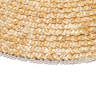  Lele Sadoughi Natural Pearl Edge Straw Hat Natural, Lele Sadoughi straw hat, Lele Sadoughi pearl straw hat, Lele Sadoughi pearl edge straw hat