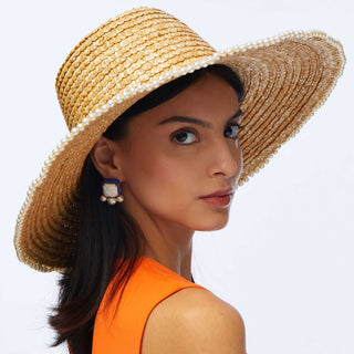  Lele Sadoughi Natural Pearl Edge Straw Hat Natural, Lele Sadoughi straw hat, Lele Sadoughi pearl straw hat, Lele Sadoughi pearl edge straw hat