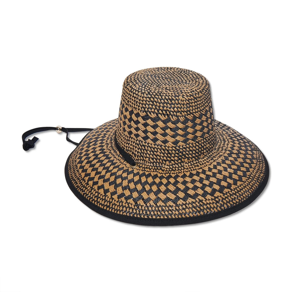 Lele Sadoughi Brielle Checkered Straw Hat Neutral Night