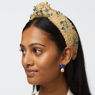 Lele Sadoughi Azure Raffia Knotted Dolphin Embellished Headband