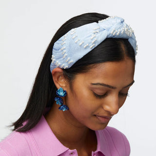 Lele Sadoughi Cloudy Sky Knotted Venus Embellished Headband