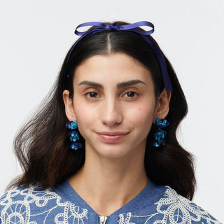 Lele Sadoughi Navy Bardot Satin Ribbon Headband