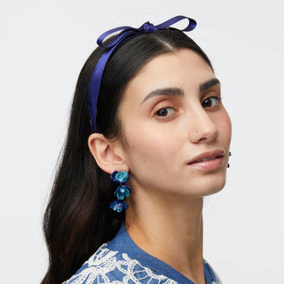 Lele Sadoughi Navy Bardot Satin Ribbon Headband