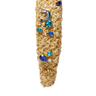 Lele Sadoughi Azure Raffia Kids Knotted Dolphin Embellished Headband