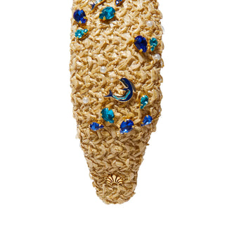 Lele Sadoughi Azure Raffia Knotted Dolphin Embellished Headband