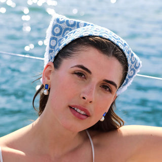 Lele Sadoughi Denim Eyelet Jackie Hankerchief Headband