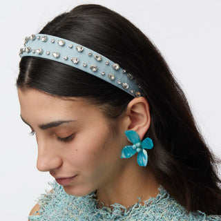 Lele Sadoughi Light Denim Bessette Crystal Trim Headband