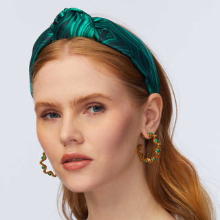 Lele Sadoughi Malachite printed knotted Headband, "lele sadoughi green headband" "lele sadoughi malachite headband" "lele sadoughi raffia headband" "lele sadoughi slim knotted headband" "knotted headband lele sadoughi" "lele sadoughi alice headband" "where are lele sadoughi headbands made" 