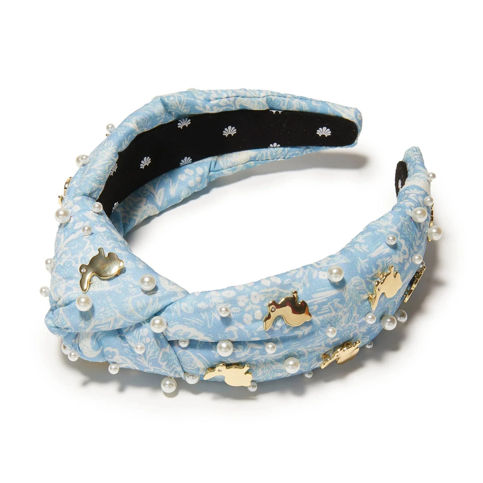Lele Sadoughi Blue Embellished Bunny Knotted Headband