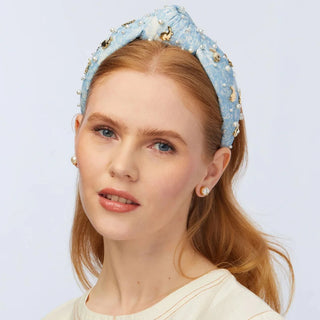 Lele Sadoughi Blue Embellished Bunny Knotted Headband