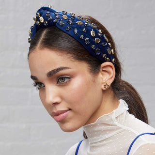 Lele Sadoughi Indigo Crystal Dreidel Knotted Headband