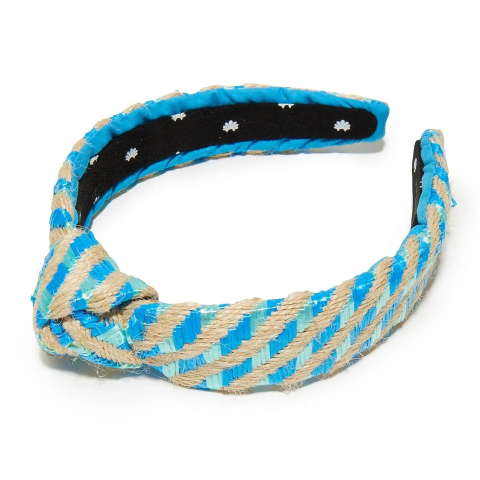 Lele Sadoughi Ocean Stripe Raffia Slim Knotted Headband