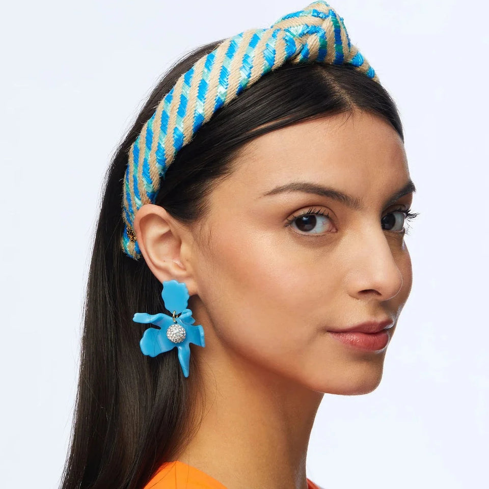 Lele Sadoughi Ocean Stripe Raffia Slim Knotted Headband