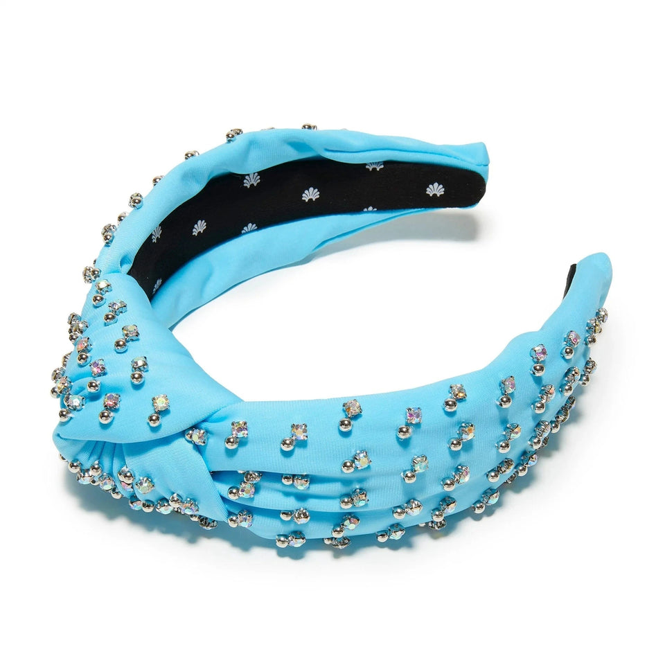 Lele Sadoughi Sky Crystal Embellished Neoprene Knotted Headband