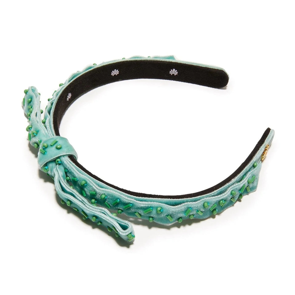 Lele Sadoughi Turquoise Embellished Bardot Ribbon Slim Headband