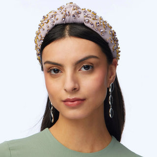 Lele Sadoughi Mixed Crystal Woven Knotted Headband Wisteria