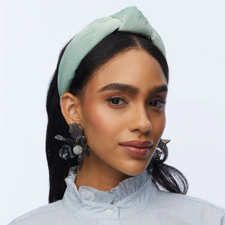 Lele Sadoughi Velvet Knotted Headband Smoky Aqua