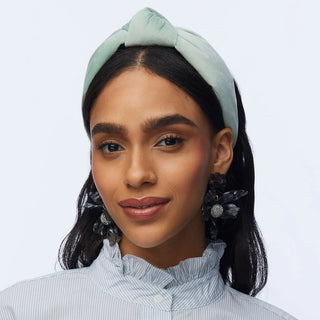 Lele Sadoughi Velvet Knotted Headband Smoky Aqua