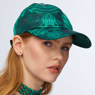 Lele Sadoughi Malachite printed Baseball Cap, Lele Sadoughi malachite cap, Lele Sadoughi malachite, Lele Sadoughi baseball cap, Lele Sadoughi printed hats, baseball cap, green baseball cap, Lele Sadoughi green baseball cap