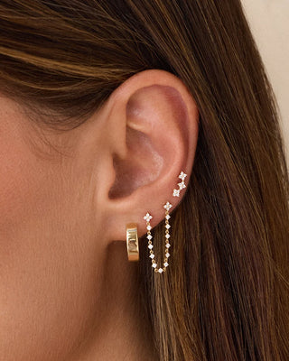 EF Collection Diamond Fleur Arc Stud Earring