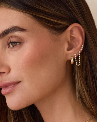 EF Collection Diamond Fleur Arc Stud Earring