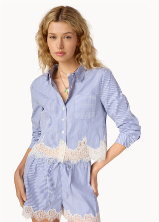 Cami NYC Luisa Cropped Button Down Blue Stripe