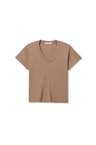 Perfect White Tee Hendrix Cotton Boxy V-Neck Tee Mocha