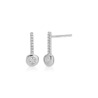 EF Collection Diamond Pillow Bar Stud Earring