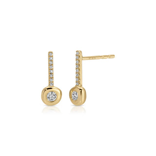 EF Collection Diamond Pillow Bar Stud Earring