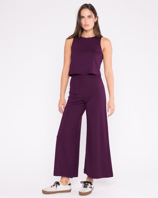 Ripley Rader Plum Ponte Knit Wide Leg Pant: Cropped