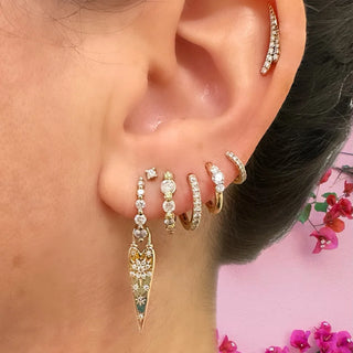 Three Stories Diamond Prong Set Stud Earring
