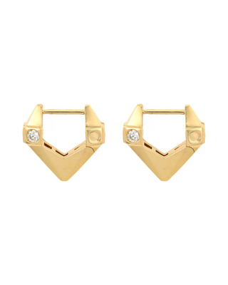 Three Stories Puffy Kite Geometric Diamond Hoop Earring