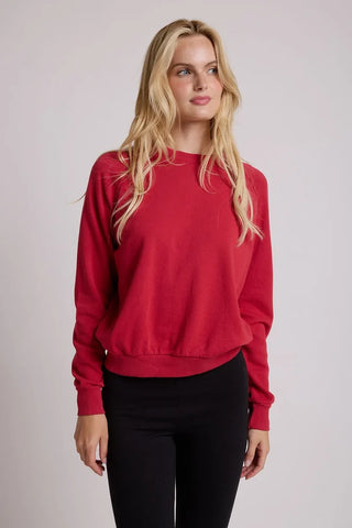 Perfect White Tee Alexi French Terry Raglan Crew Sweatshirt Red