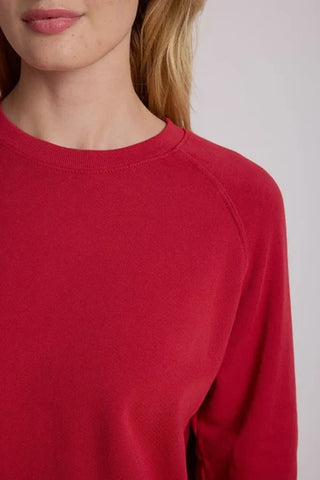 Perfect White Tee Alexi French Terry Raglan Crew Sweatshirt Red