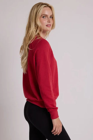 Perfect White Tee Alexi French Terry Raglan Crew Sweatshirt Red