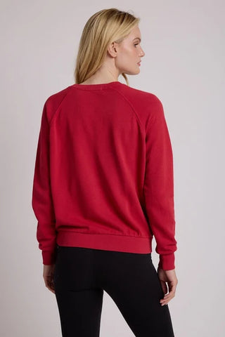 Perfect White Tee Alexi French Terry Raglan Crew Sweatshirt Red