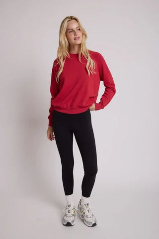 Perfect White Tee Alexi French Terry Raglan Crew Sweatshirt Red