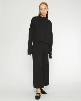 Ripley Rader Black Sweater Knit Wide Leg Pant: Cropped