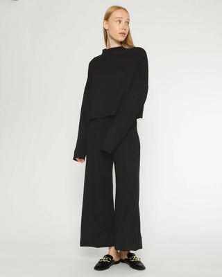 Ripley Rader Black Sweater Knit Wide Leg Pant: Cropped