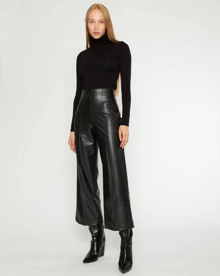 Ripley Rader Black Vegan Leather Straight Leg Pant: Cropped