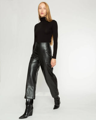 Ripley Rader Black Vegan Leather Straight Leg Pant: Cropped