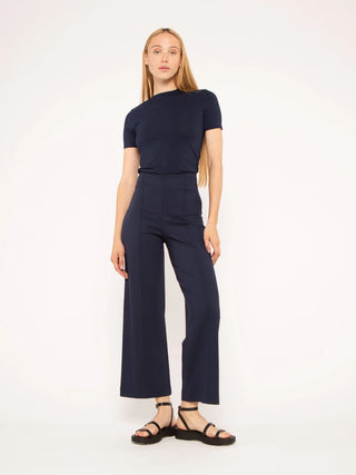 Ripley Rader Navy Ponte Knit Straight Leg Pant: Cropped