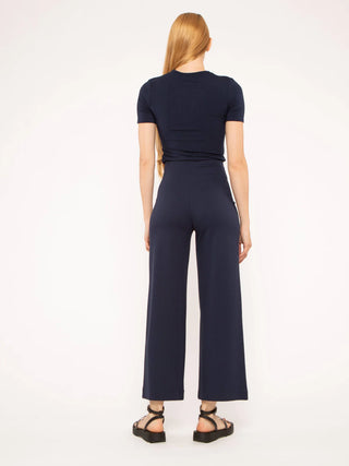 Ripley Rader Navy Ponte Knit Straight Leg Pant: Cropped