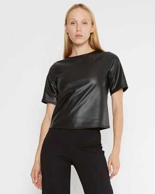 Ripley Rader Black Vegan Leather Short Sleeve Top Extended