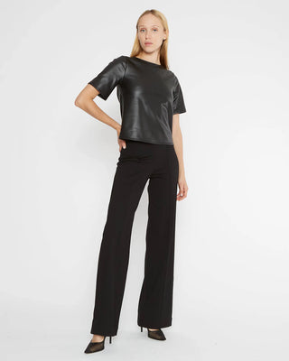 Ripley Rader Black Vegan Leather Short Sleeve Top Extended