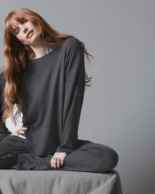 Ripley Rader Charcoal Sweater Knit Boatneck Top